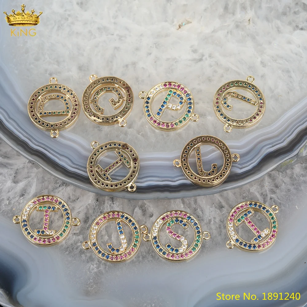 10pcs Rainbow CZ Micro Paved 26 Capital Letter Pendant Connector Charms,Round Zirconia Letter Charms For DIY Bracelet Making
10pcs Rainbow CZ Micro Paved 26 Capital Letter Pendant Connector Charms,Round Zirconia Letter Charms For DIY Bracelet Making