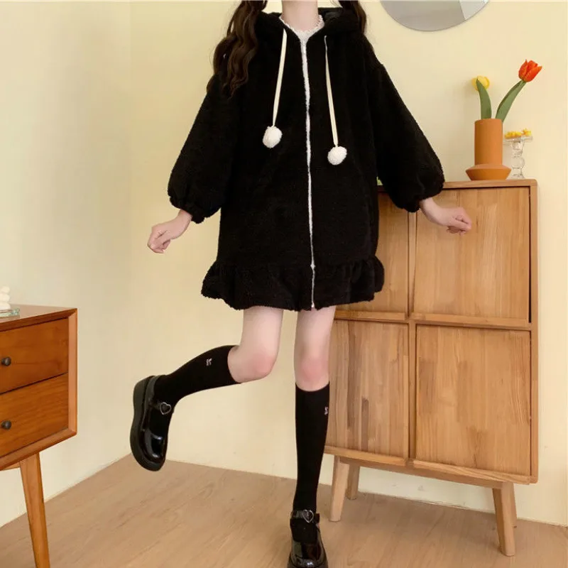 Sweet Warm Fur Coat Women Winter Rabbit Hat Loose Kawaii Zipper Thick Jacket Coat Female Casual n Overcoat Women
Sweet Warm Fur Coat Women Winter Rabbit Hat Loose Kawaii Zipper Thick Jacket Coat Female Casual n Overcoat Women