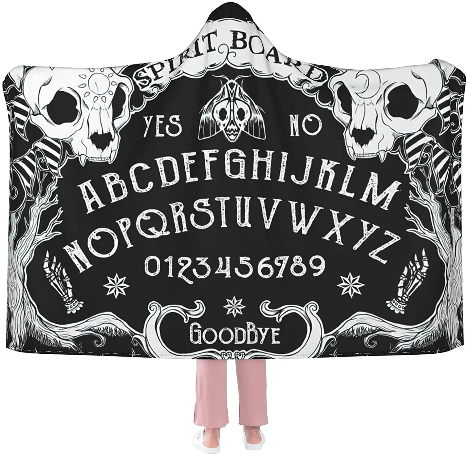 Cat Skull Head Witch Board Black Gothic Hooded Blanket,Wearable Blanket,Super Soft Sherpa Fleece Flannel Throw Blanket Bedding
Cat Skull Head Witch Board Black Gothic Hooded Blanket,Wearable Blanket,Super Soft Sherpa Fleece Flannel Throw Blanket Bedding