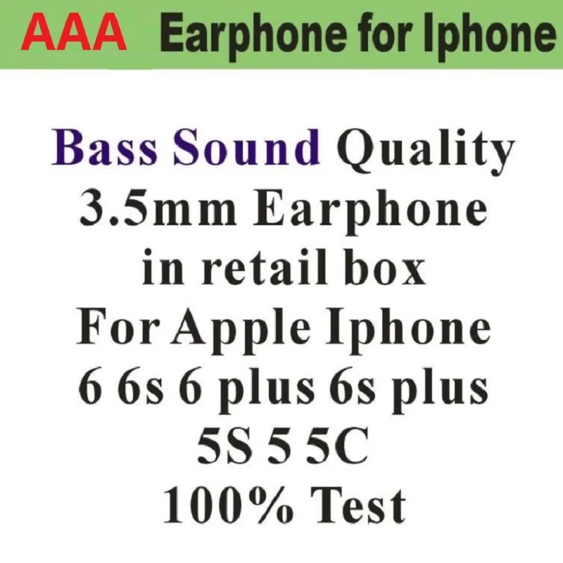 10pcs/lot AAAQuality 3.5mm Headset in ear Earphone Headphones With New Packaging With Remote Mic for 3.5mm plug 5s 6 6S plus
10pcs/lot AAAQuality 3.5mm Headset in ear Earphone Headphones With New Packaging With Remote Mic for 3.5mm plug 5s 6 6S plus
