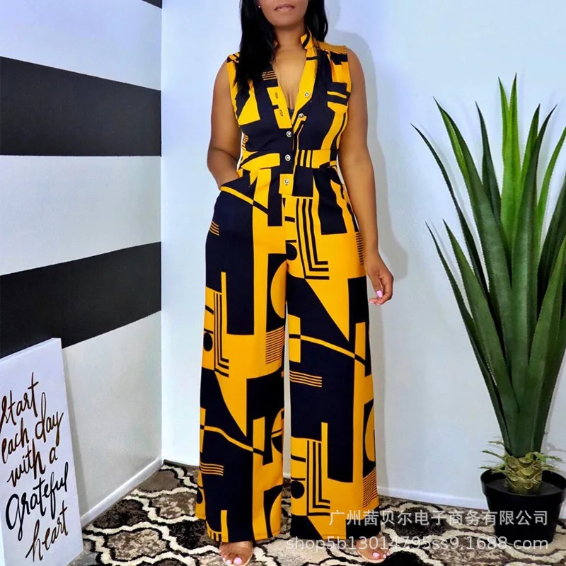 Wide Leg Pants Patchwork Loose Playsuit Women Elegant Casual Jumpsuit Sleeveless V Neck Print Romper
Wide Leg Pants Patchwork Loose Playsuit Women Elegant Casual Jumpsuit Sleeveless V Neck Print Romper