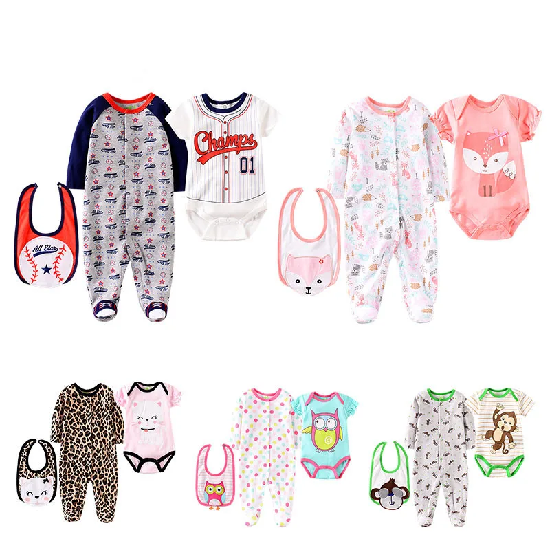 Unisex Baby One Piece Romper 3 Pieces Set Kids Boy Girls Long Footed Romper Cartoon Animal Bibs Newborn Sleep and Play Clothes
Unisex Baby One Piece Romper 3 Pieces Set Kids Boy Girls Long Footed Romper Cartoon Animal Bibs Newborn Sleep and Play Clothes