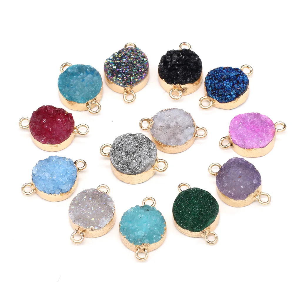 Natural Stone Double hole Connectors Round crystal Pendant for jewelry making DIY necklace bracelet accessories 12x15mm
Natural Stone Double hole Connectors Round crystal Pendant for jewelry making DIY necklace bracelet accessories 12x15mm