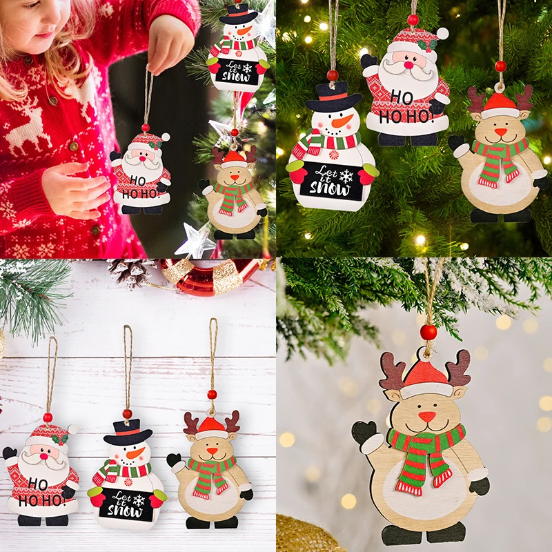 Wooden Santa Claus Snowman Deer Christmas Ornaments Christmas Decorations for Home Merry Christmas Pendant Tree Decorations
Wooden Santa Claus Snowman Deer Christmas Ornaments Christmas Decorations for Home Merry Christmas Pendant Tree Decorations