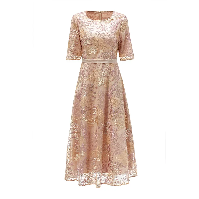 Spring and summer 2020 new style women's temperament long lace embroidery big swing dress
Spring and summer 2020 new style women's temperament long lace embroidery big swing dress