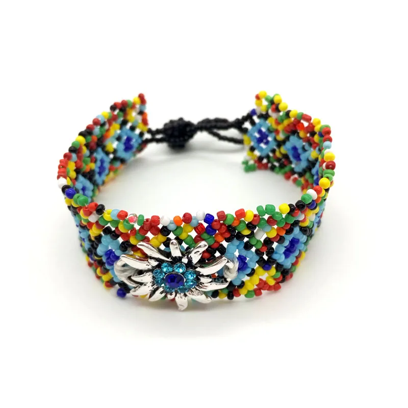 Фото Женские винтажные браслеты с бусинами в стиле бохо плетеные Edelweiss счастливой