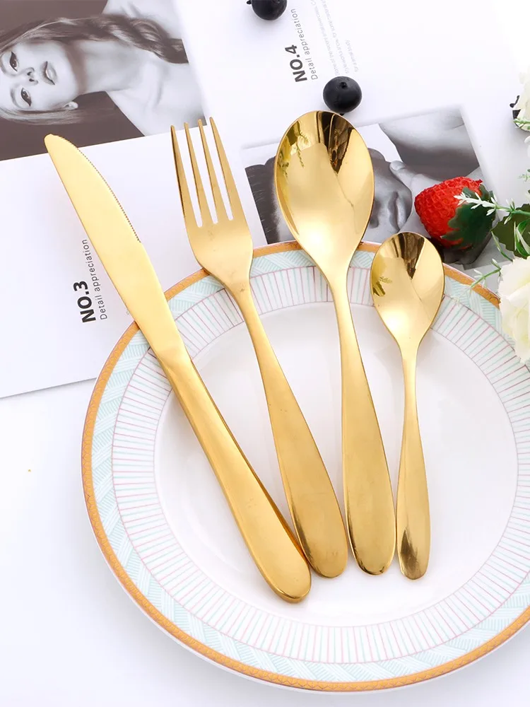 

INFULL Gold Cutlery Set Stainless Steel Dinnerware vajilla talheres zastawa stołowa vaisselle Knife Fork Spoon Kit