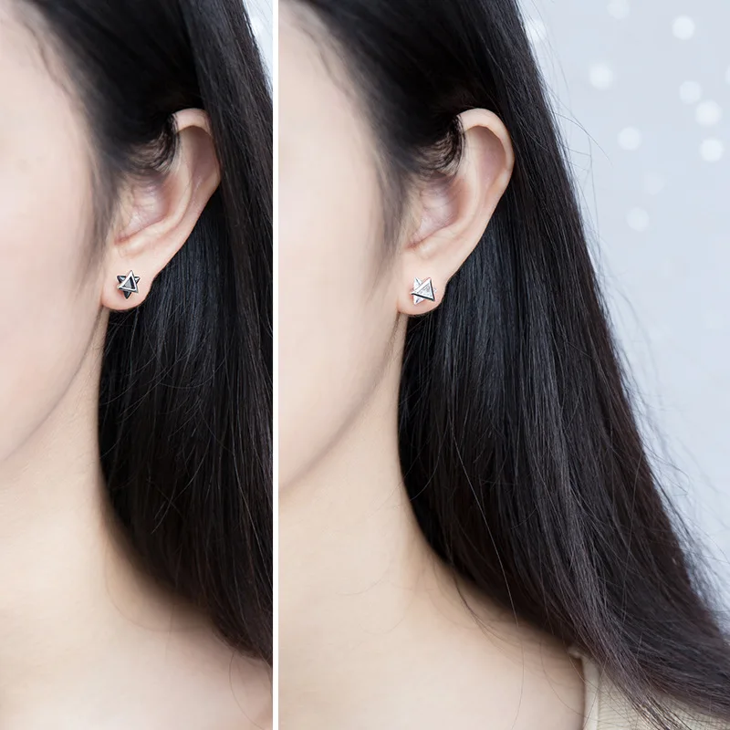 Real 925 Sterling Silver Triangle Zircon Stud Earrings for Women Girls Unisex 
Real 925 Sterling Silver Triangle Zircon Stud Earrings for Women Girls Unisex