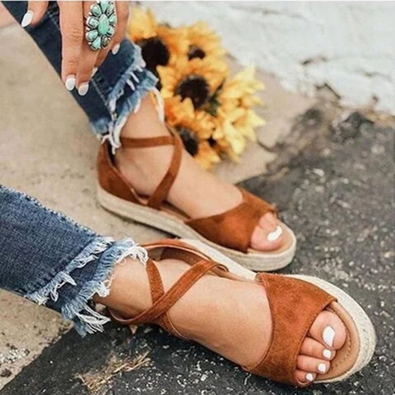 Summer Flat Sandals Ladies Rome Style Open Toe Sandals Women Cross Band Shoes Casual Hemp Rope Light Bottom Shoes
Summer Flat Sandals Ladies Rome Style Open Toe Sandals Women Cross Band Shoes Casual Hemp Rope Light Bottom Shoes