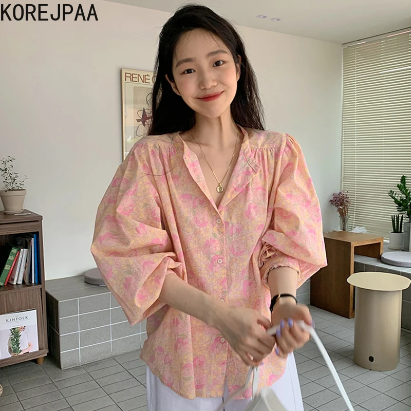 Korejpaa Women Shirts 2021 Summer Korean Chic Sweet Fresh Flowers Single-Breasted Loose Lantern Sleeve Thin Sunscreen Blouses
Korejpaa Women Shirts 2021 Summer Korean Chic Sweet Fresh Flowers Single-Breasted Loose Lantern Sleeve Thin Sunscreen Blouses