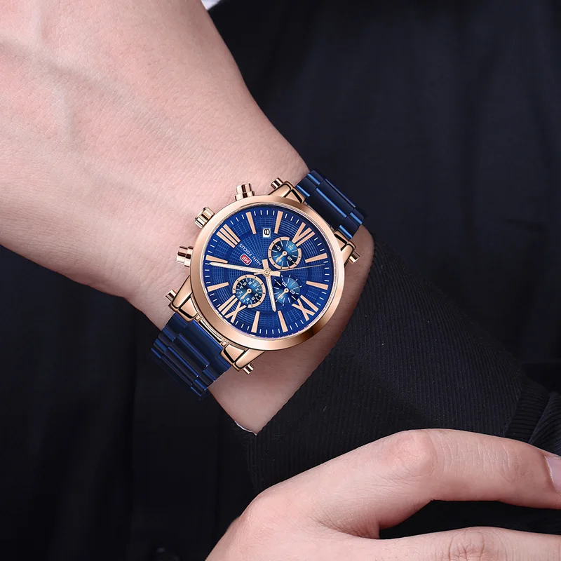 MINI FOCUS Top Brand Luxury Quartz Watch Men 3 Subdial 6 Hands Chronograph Date Fashion Blue Wristwatches Man Waterproof Clock 
MINI FOCUS Top Brand Luxury Quartz Watch Men 3 Subdial 6 Hands Chronograph Date Fashion Blue Wristwatches Man Waterproof Clock