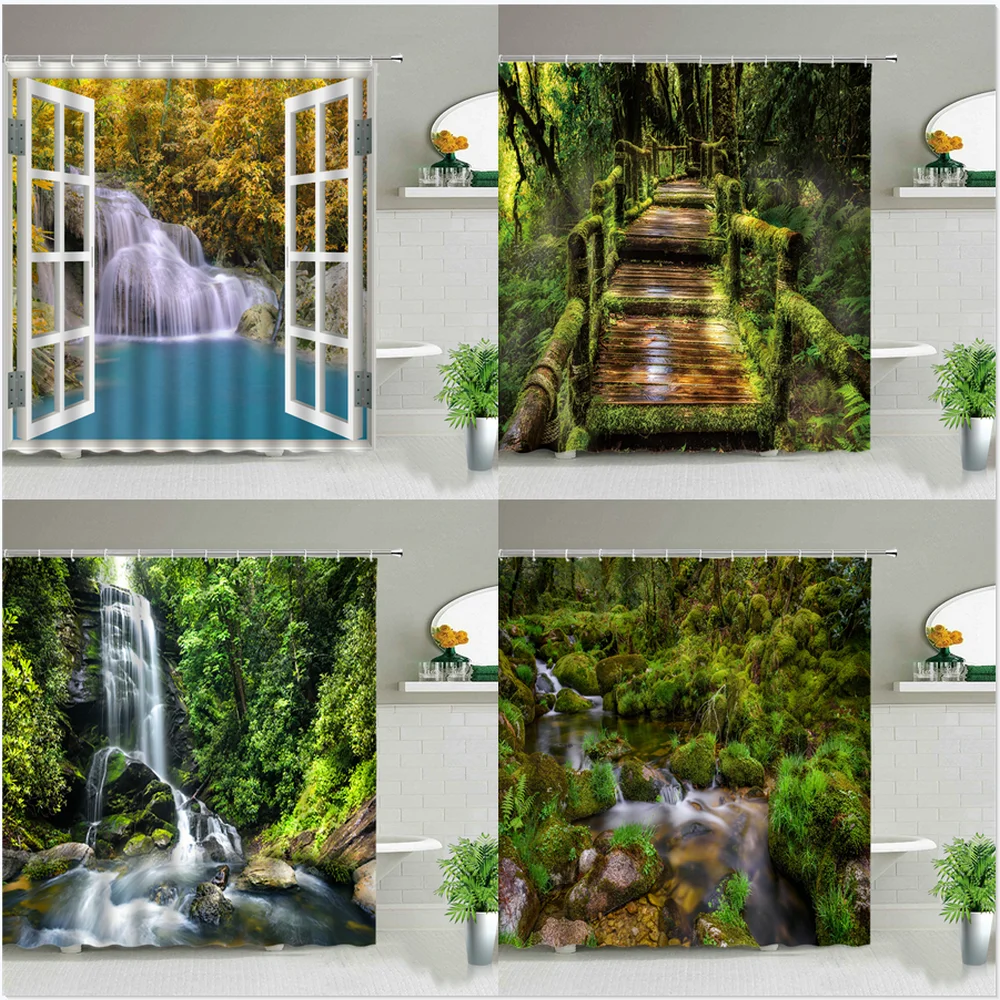 Waterfall Summer Scenery Shower Curtains Forest Trees Tropical Jungle Landscape Bathroom Curtain Background Wall Decor With Hook
Waterfall Summer Scenery Shower Curtains Forest Trees Tropical Jungle Landscape Bathroom Curtain Background Wall Decor With Hook