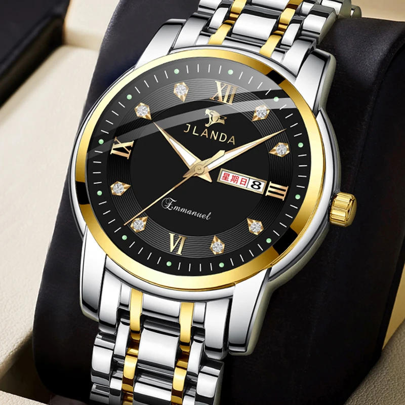 JLANDA Business Quartz Men's Watch Top Brand Luxury Diamond Luminous Weekly Calendar Waterproof Steel Band Watches Men's Clock
JLANDA Business Quartz Men's Watch Top Brand Luxury Diamond Luminous Weekly Calendar Waterproof Steel Band Watches Men's Clock
