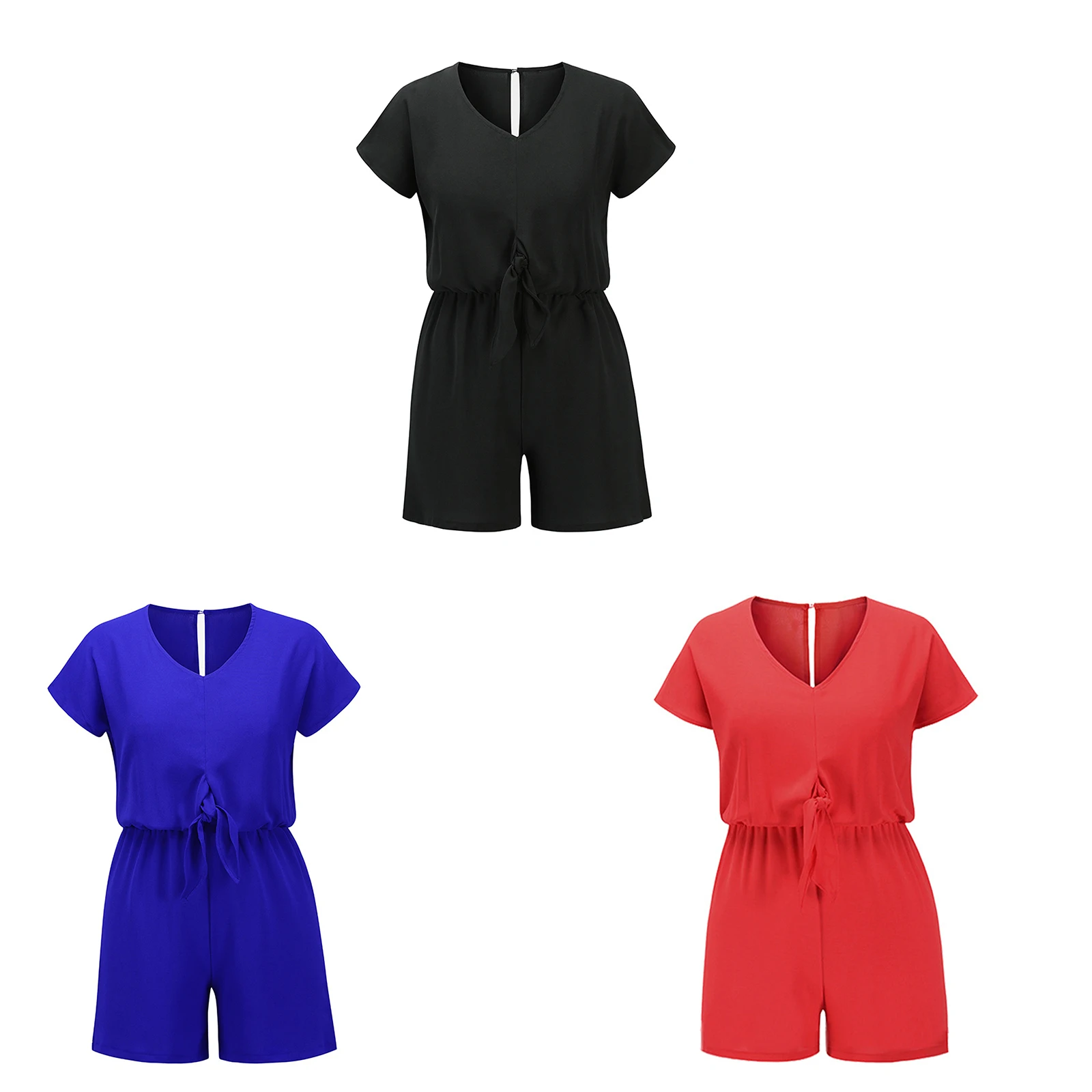 Women Summer Casual Sports Rompers Fashion Short Bodysuit Solid Color V Neck Short Sleeve Jumpsuit Loungewear Clothes Streetwear 
Women Summer Casual Sports Rompers Fashion Short Bodysuit Solid Color V Neck Short Sleeve Jumpsuit Loungewear Clothes Streetwear