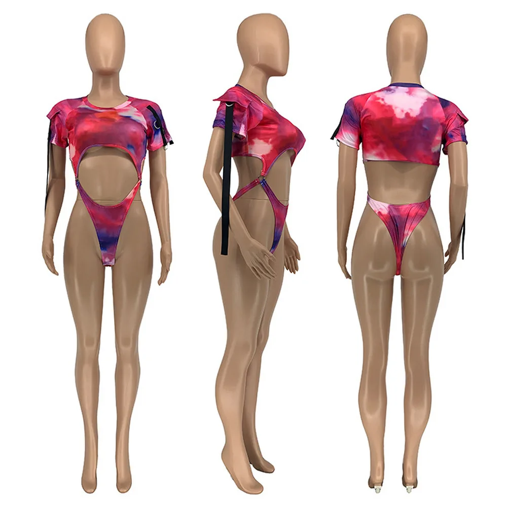 Tie Dyeing Print Short Sleeve One Piece Overalls Hollow Out Backless Rompers Womens Jumpsuit Streetwear Ribbon Beach Bodysuits
Tie Dyeing Print Short Sleeve One Piece Overalls Hollow Out Backless Rompers Womens Jumpsuit Streetwear Ribbon Beach Bodysuits
