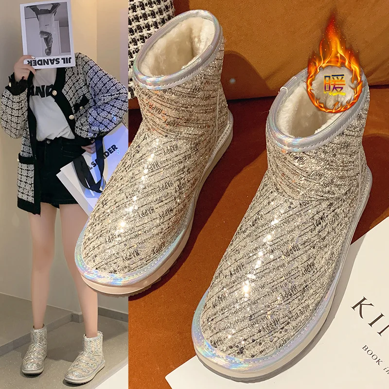 Bling Ankle Boots Women Winter Shoes 2022 New Fashion Non-slip Warm Plush Woman Snow Boots Slip on Casual Shoes Dropshipping
Bling Ankle Boots Women Winter Shoes 2022 New Fashion Non-slip Warm Plush Woman Snow Boots Slip on Casual Shoes Dropshipping