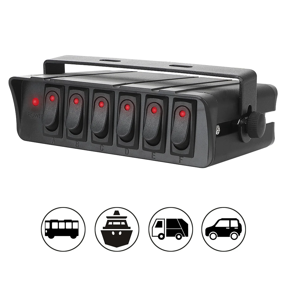 With LED Light Indicator 12-24V 20A Waterproof Universal Switch Panel for Cars Vehicles Caravan 6 Gang Rocker Switch Box
With LED Light Indicator 12-24V 20A Waterproof Universal Switch Panel for Cars Vehicles Caravan 6 Gang Rocker Switch Box