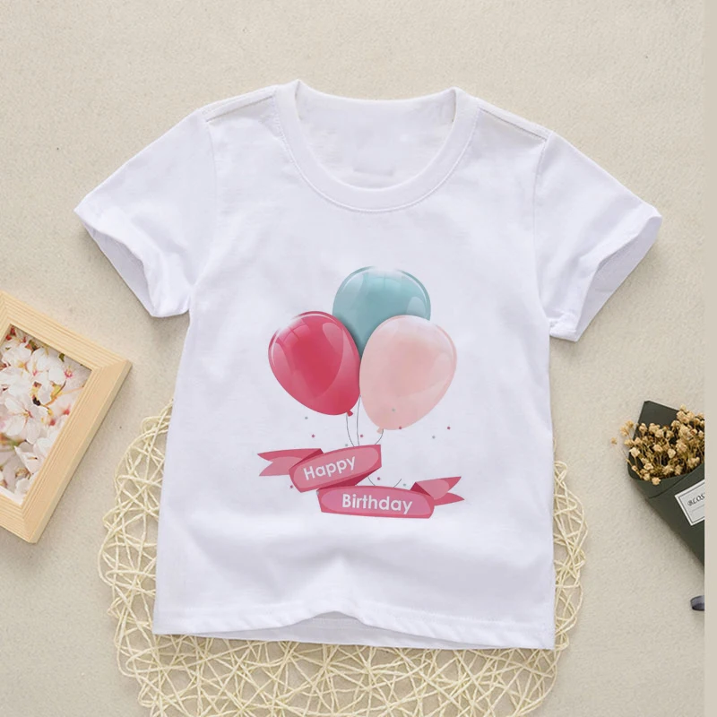 Cartoon Color Balloon Print Pattern Girls Boys T-shirt Tops Summer Children's Casual White Clothes Kids Birthday Party Wear
Cartoon Color Balloon Print Pattern Girls Boys T-shirt Tops Summer Children's Casual White Clothes Kids Birthday Party Wear