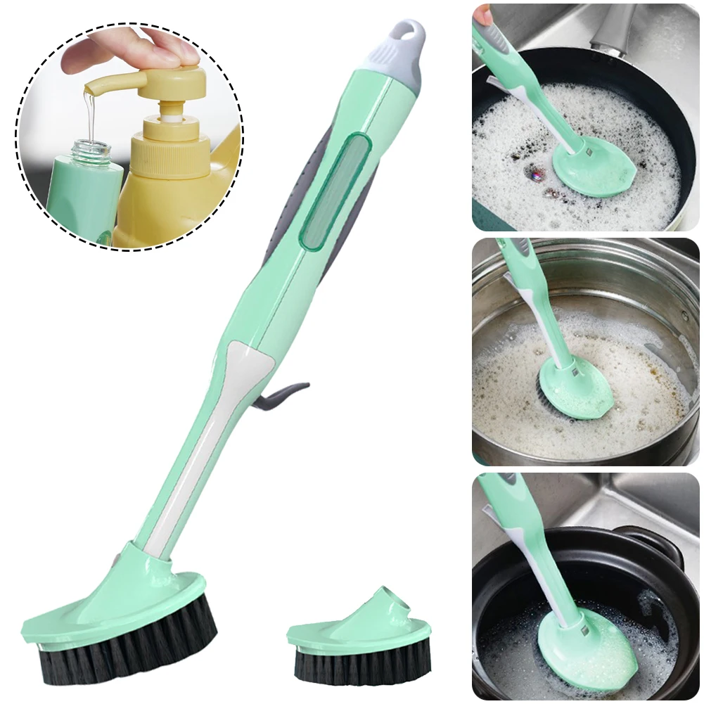 Kitchen Cleaning Brush Dish Washing Scrubber with Refillable Soap Dispenser Replaceable Brush Head Non Slip Handle Kitchen Brush
Kitchen Cleaning Brush Dish Washing Scrubber with Refillable Soap Dispenser Replaceable Brush Head Non Slip Handle Kitchen Brush