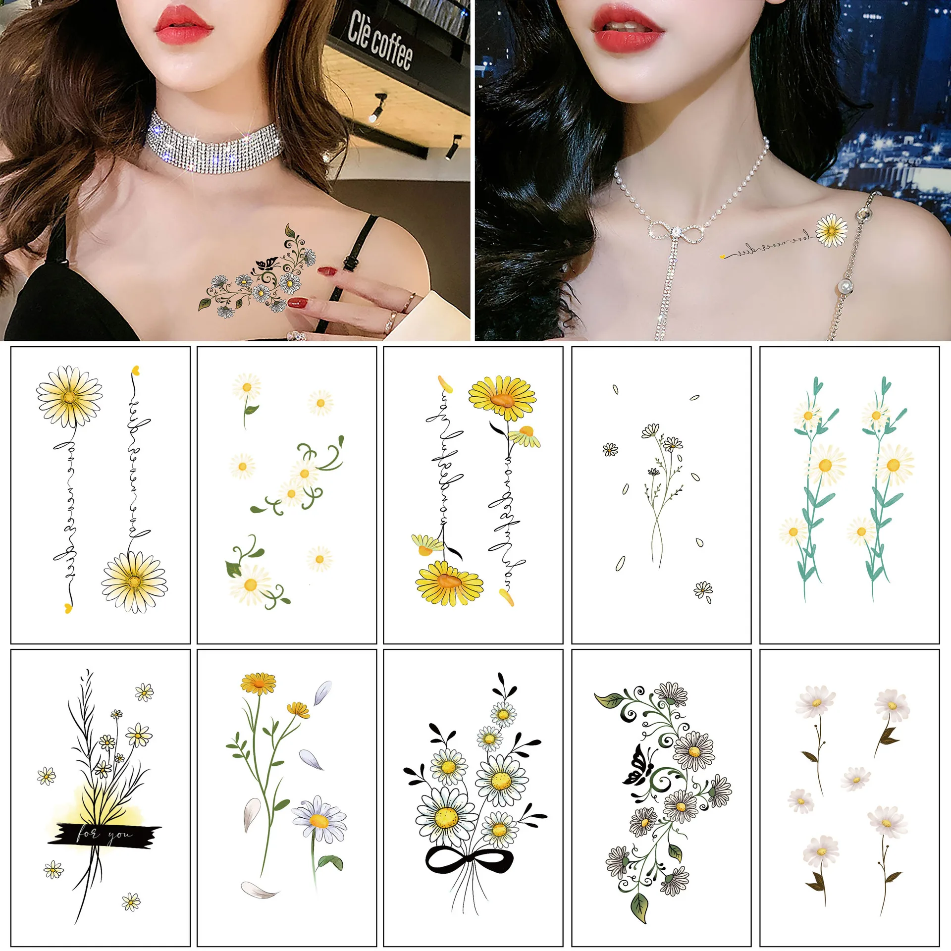 10pc/Set New Small Daisy Temporary Tattoo Stickers Female Waterproof Sexy Flower Art Fake Tattoo Wrist Fashion Tattoo Stickers
10pc/Set New Small Daisy Temporary Tattoo Stickers Female Waterproof Sexy Flower Art Fake Tattoo Wrist Fashion Tattoo Stickers