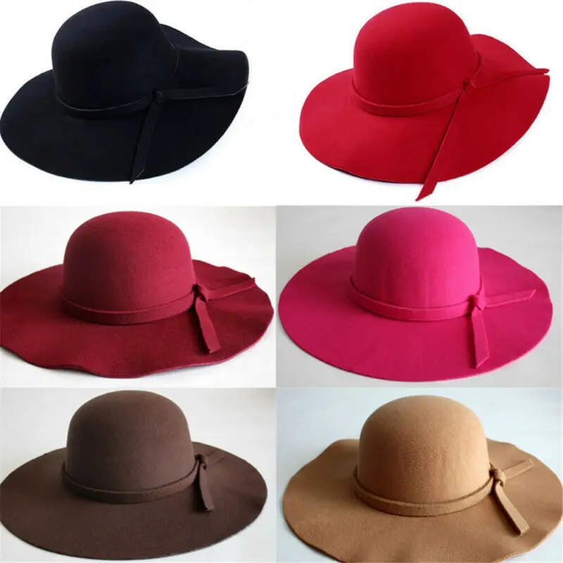 Женская винтажная фетровая шляпа с широкими полями элегантная повседневная