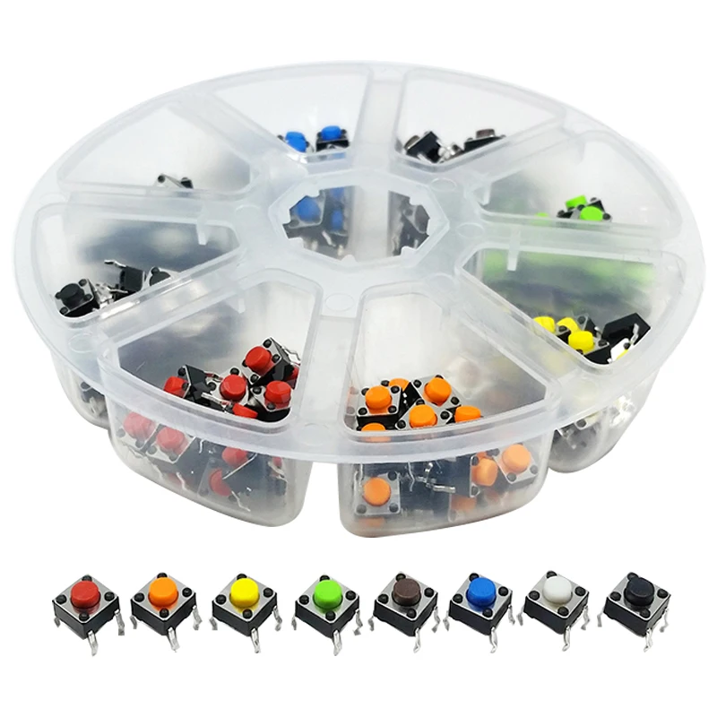 160pcs 6 Types Switches Assorted Micro Push Button Kit Tact Switch Reset Mini Leaf Switch SMD DIP6*6*5 Diy Cooker Panel Buttons
160pcs 6 Types Switches Assorted Micro Push Button Kit Tact Switch Reset Mini Leaf Switch SMD DIP6*6*5 Diy Cooker Panel Buttons
