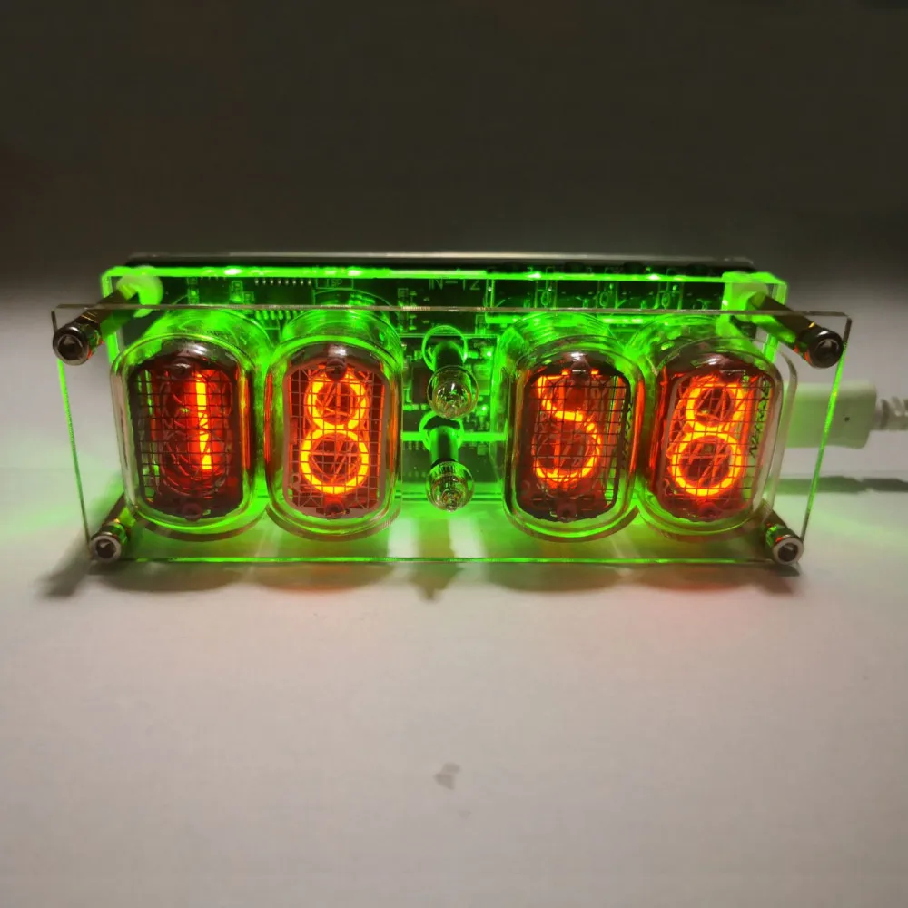 IN-12 Glow Tube Clock Colorful LED 4 Digits LED Retro Clock Nursery Home Living Room Bedroom Decoration Nixie Clock
IN-12 Glow Tube Clock Colorful LED 4 Digits LED Retro Clock Nursery Home Living Room Bedroom Decoration Nixie Clock