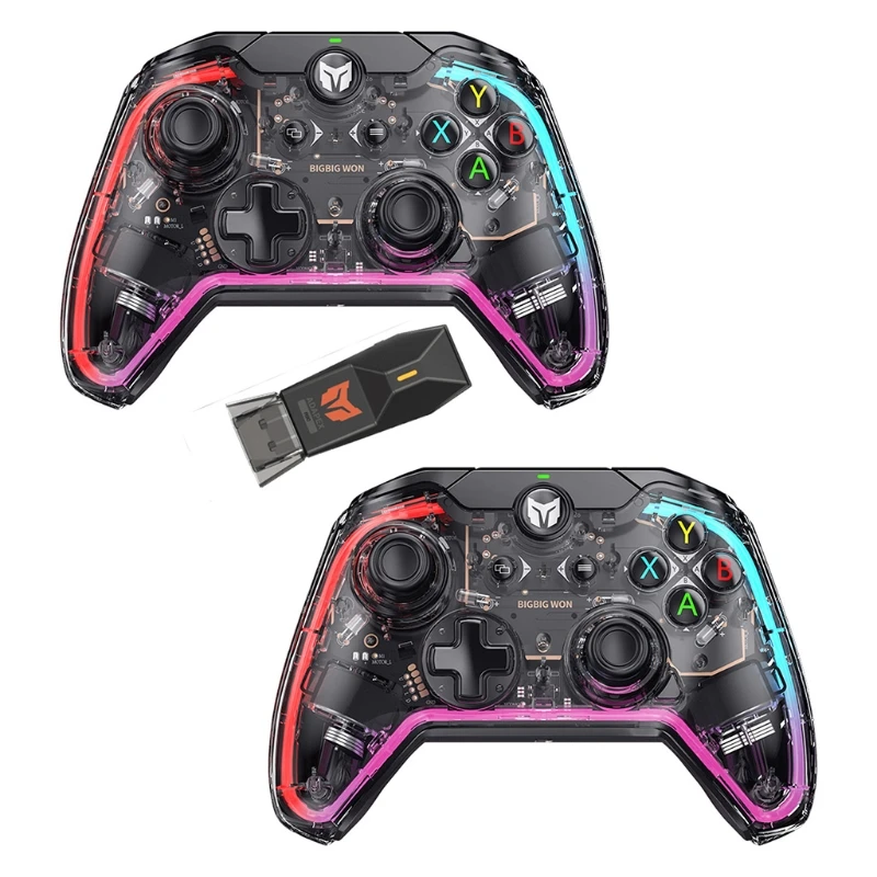 

C1 Wired Somatosensory Gamepad Game Controller with 6-axis Gyroscope RGB Light Effects/R90 Adapter for Switch/PS4/ PS5/Window 10