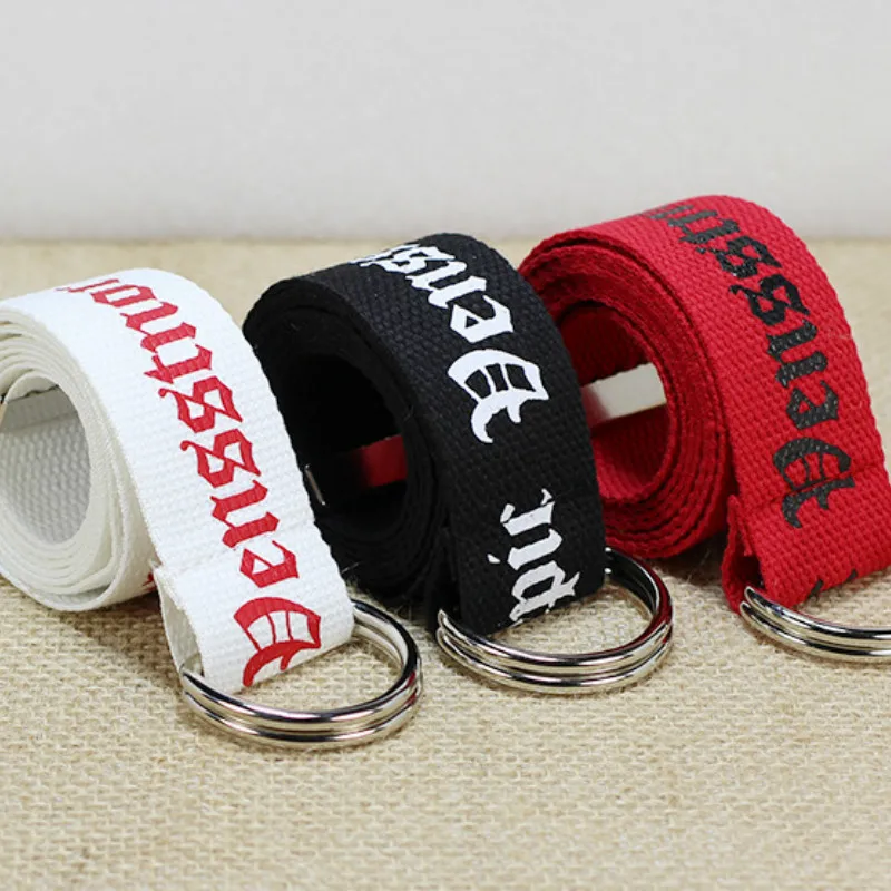 110cm 130cm Fashion Neutral Nylon Canvas Belt Printing D Ring Double Buckle Student Belt Canvas waist Belt with double buckle 
110cm 130cm Fashion Neutral Nylon Canvas Belt Printing D Ring Double Buckle Student Belt Canvas waist Belt with double buckle