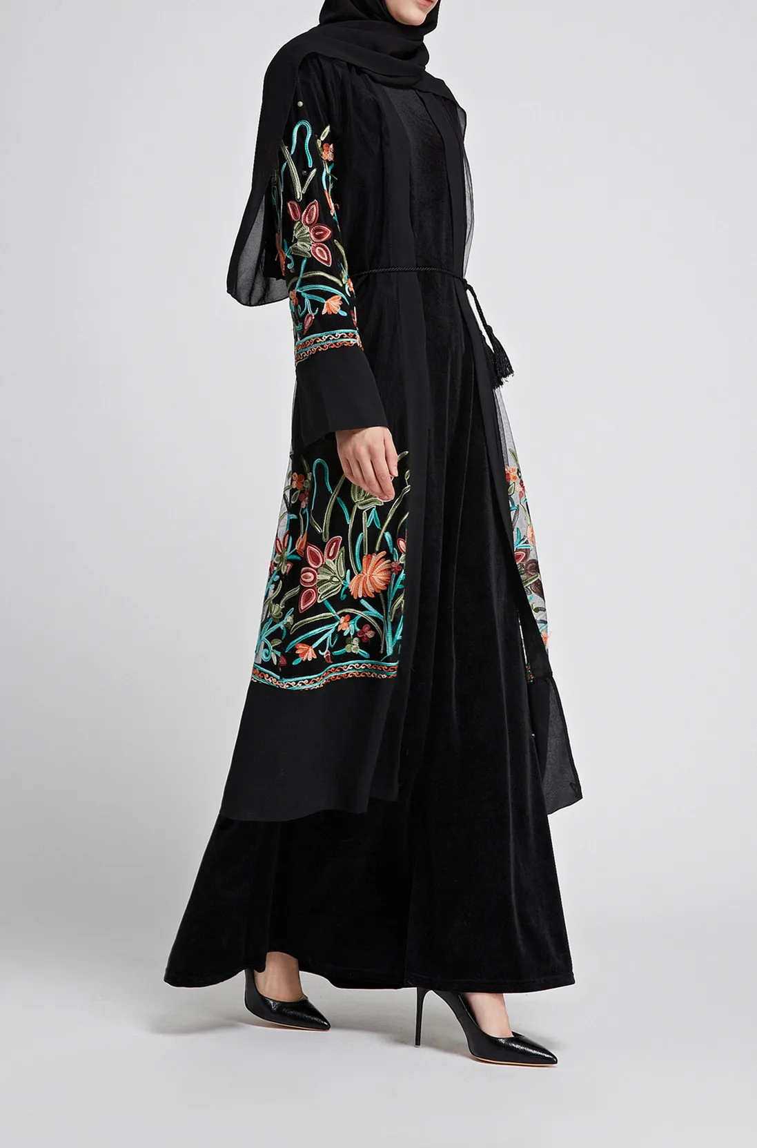 Модное платье Abaya из Дубая с вышивкой женское для улицы Сетчатое - купить по