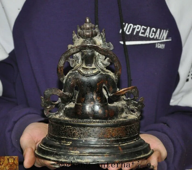 wedding decoration 8"Rare Tibetan Buddhism Bronze wealth God Yellow Jambhala Mammon Buddha statue 
wedding decoration 8"Rare Tibetan Buddhism Bronze wealth God Yellow Jambhala Mammon Buddha statue