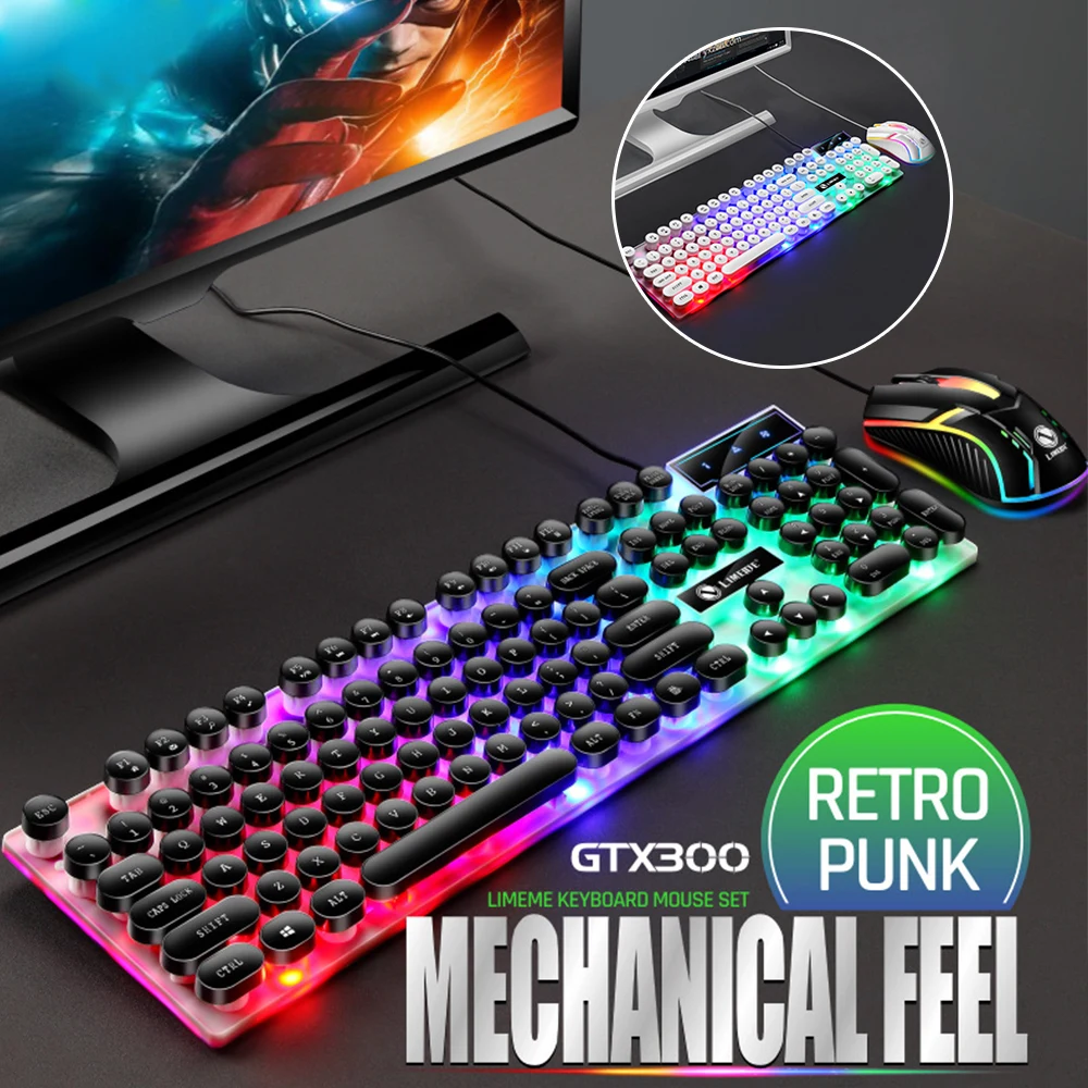 Механическая клавиатура GTX300 в стиле панк, светодиодный проводная USB клавиатура со светодиодной подсветкой, радужная игровая клавиатура для...
Механическая клавиатура GTX300 в стиле панк, светодиодный проводная USB клавиатура со светодиодной подсветкой, радужная игровая клавиатура для...