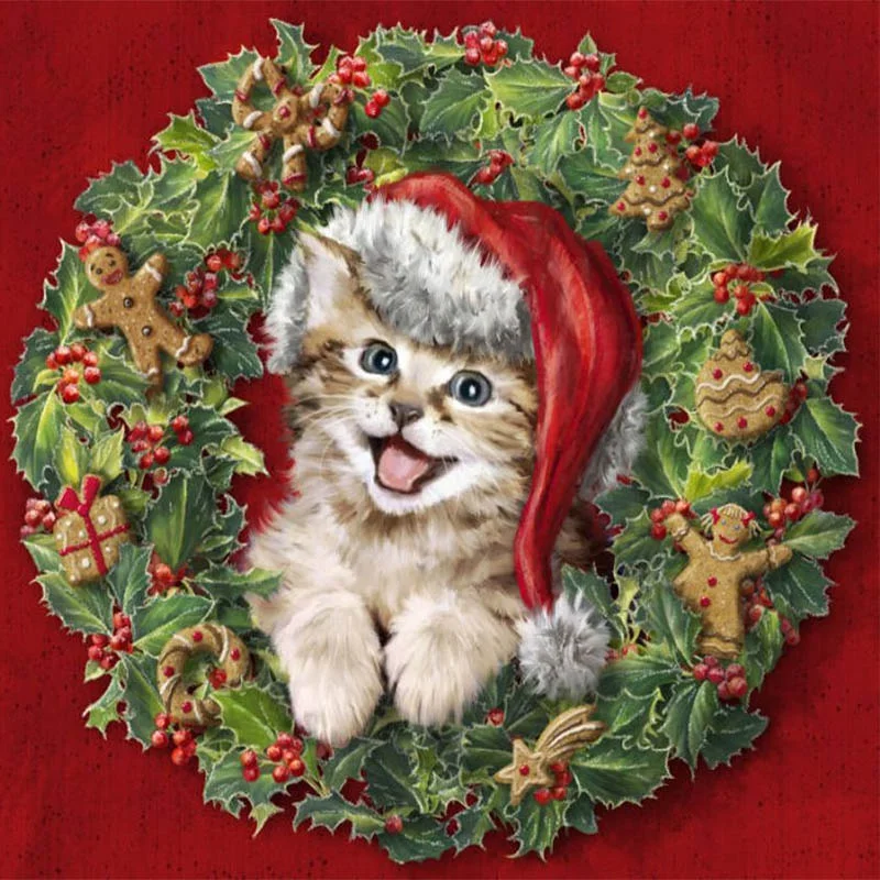 DIY 5D Diamond Painting A Christmas Wreath and Cat Full Drill Wall Decoration Gifts Arts and Crafts for Adults and Kids
DIY 5D Diamond Painting A Christmas Wreath and Cat Full Drill Wall Decoration Gifts Arts and Crafts for Adults and Kids