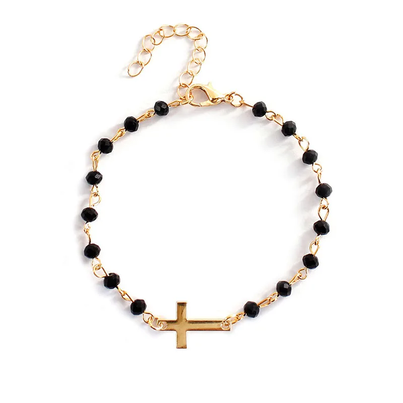 New Fashion Rosary Style Sideways Cross Bracelet Black Onyx and Beades Gold or Chain Bracelets for Women Girls
New Fashion Rosary Style Sideways Cross Bracelet Black Onyx and Beades Gold or Chain Bracelets for Women Girls
