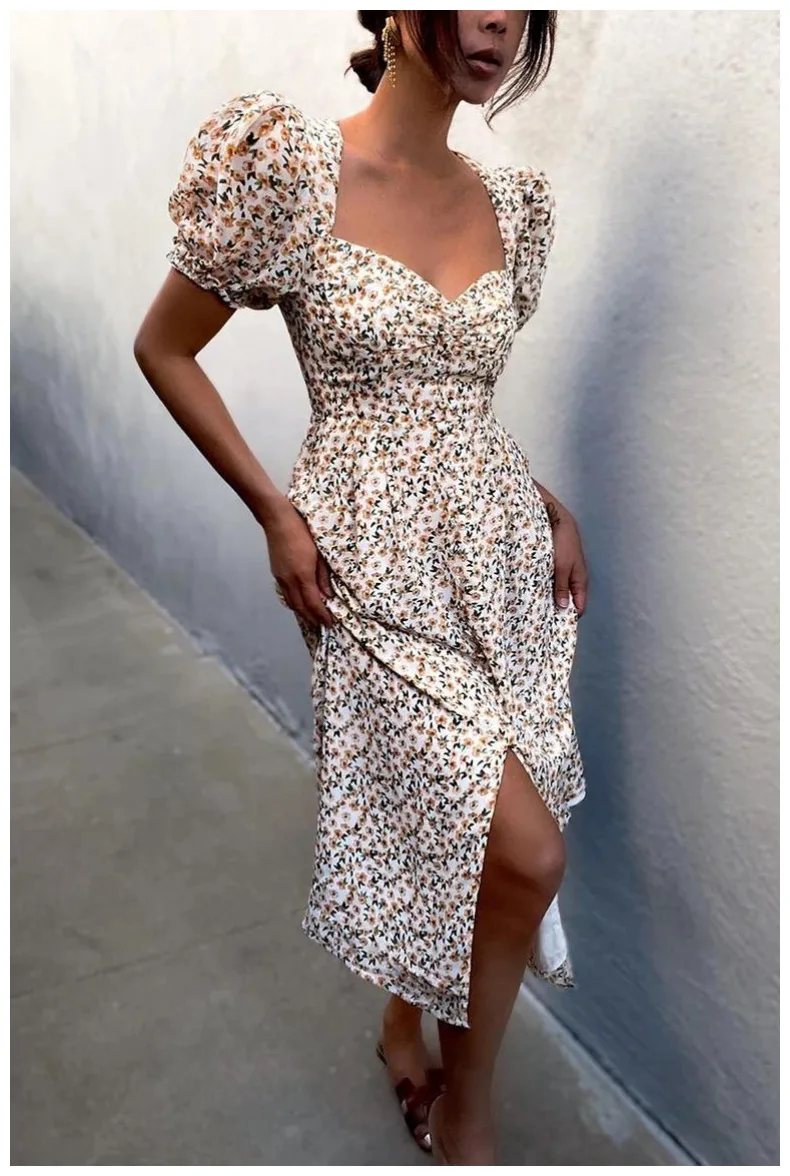 New Women Print Big Dress Summer Short Puff Sleeve Boho Print Sundress V-neck Elegant Ladies Split Long Red Wine Dress Vestidos
New Women Print Big Dress Summer Short Puff Sleeve Boho Print Sundress V-neck Elegant Ladies Split Long Red Wine Dress Vestidos
