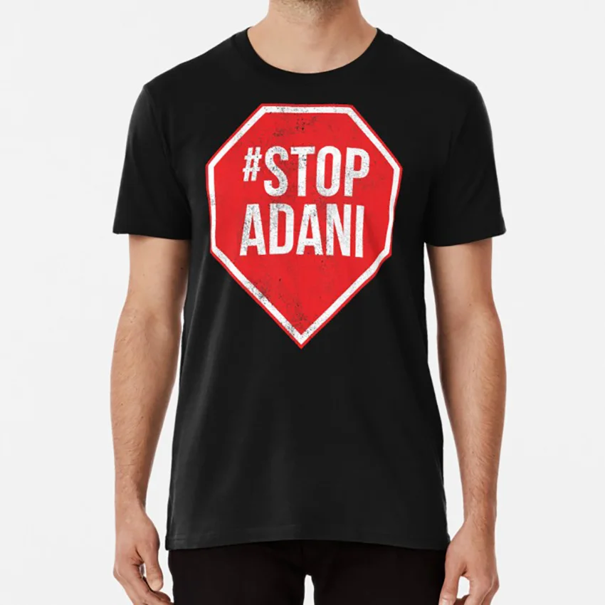 Футболка с надписью Stop Adani stop adani coal mine изменением климата 2019|Мужские футболки| |