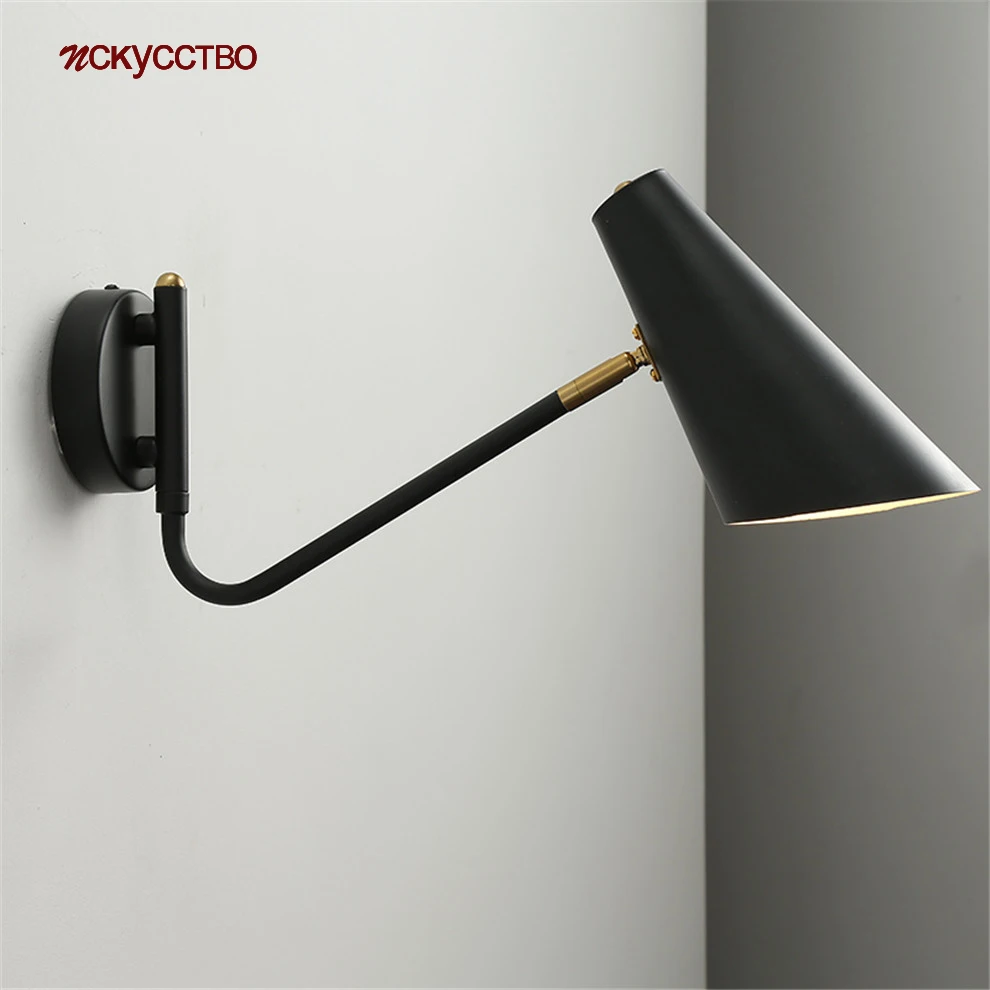 

Американский минимализм черный поворотный настенный светильник с выключателем провод промышленный Лофт Декор Бар лестница спальня прикро...