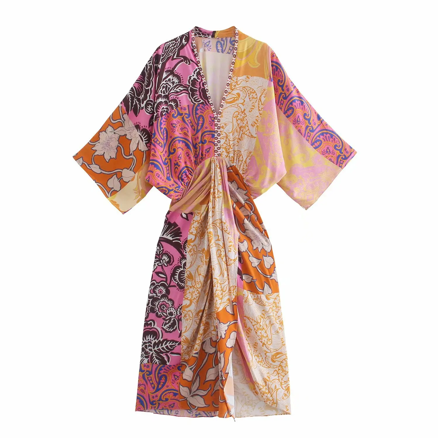 2021 women Casual spring summer new style dress fashion printing V-neck midi fold waist dress
2021 women Casual spring summer new style dress fashion printing V-neck midi fold waist dress