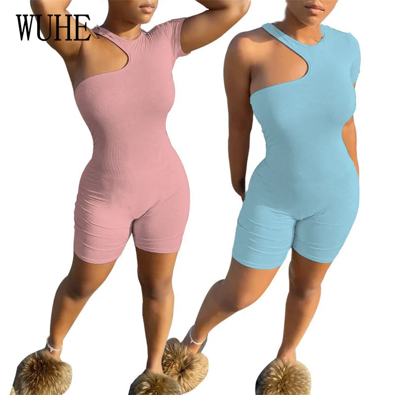 WUHE Irregular Hollow Out Rompers Skinny Package Hip One Shoulder Short Sleeve O Neck Sports Fitness Casual Party Overalls 
WUHE Irregular Hollow Out Rompers Skinny Package Hip One Shoulder Short Sleeve O Neck Sports Fitness Casual Party Overalls