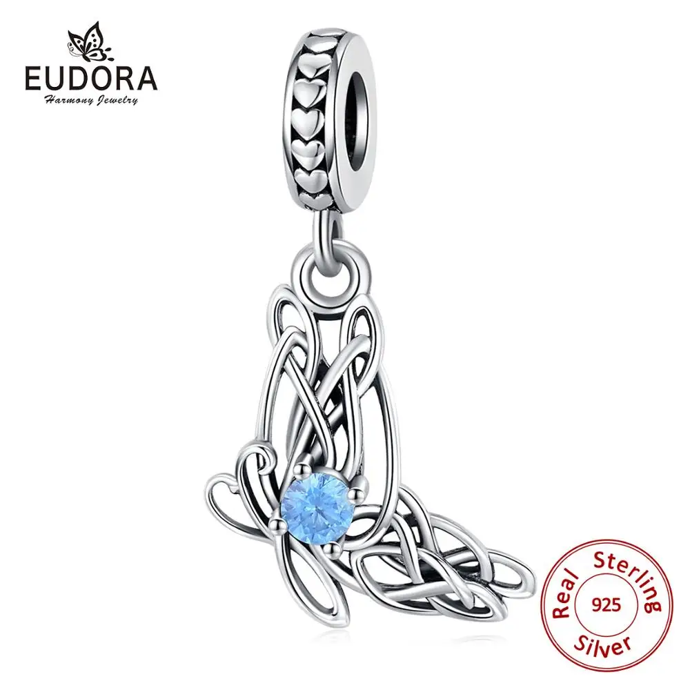 EUDORA 925 Sterling silver Celtics knot butterfly bead Blue Crystal charm with box Fine Jewelry Valentine's Day gift CYZ132
EUDORA 925 Sterling silver Celtics knot butterfly bead Blue Crystal charm with box Fine Jewelry Valentine's Day gift CYZ132