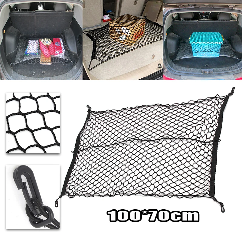 100cm x 70cm Black Nylon Car Trunk Net Luggage Storage Organizer Bag Rear Tail Mesh Network With 4 Hooks
100cm x 70cm Black Nylon Car Trunk Net Luggage Storage Organizer Bag Rear Tail Mesh Network With 4 Hooks