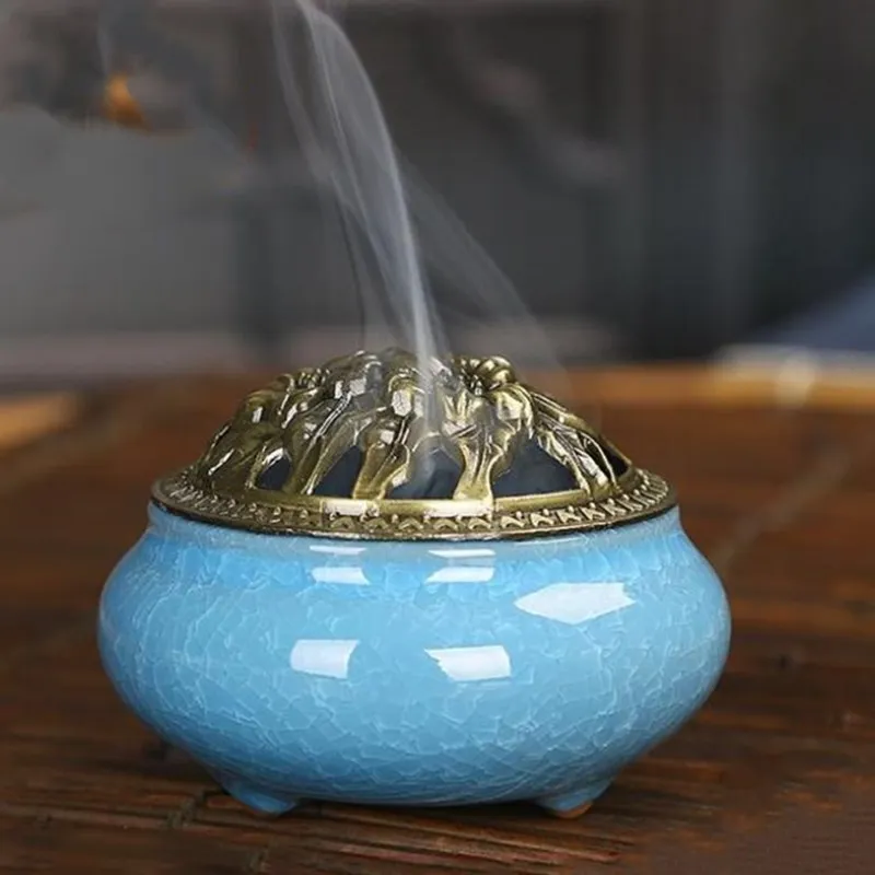 Ceramic disc incense burner with sandalwood Buddha home decor | Дом и сад