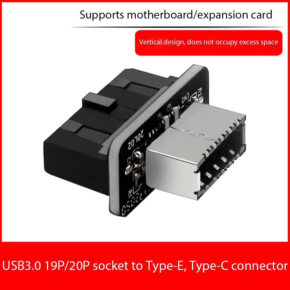 USB Header Adapter USB3.0 19P/20P to TYPE-E 90 Degree Converter Adapter Chassis Front TYPE C Plug-in for Computer Motherboard
USB Header Adapter USB3.0 19P/20P to TYPE-E 90 Degree Converter Adapter Chassis Front TYPE C Plug-in for Computer Motherboard