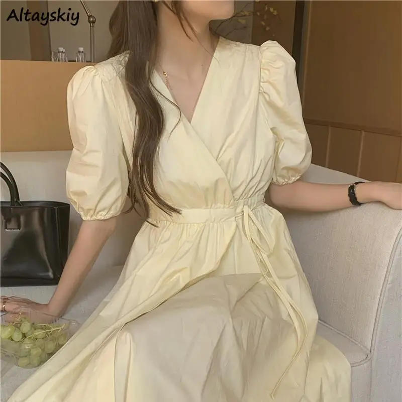 Yellow Dress Women Summer Puff-sleeve Mid Calf Harajuku Sweet Students BF All-match Thin Casual Sundress Chic Breathable Design
Yellow Dress Women Summer Puff-sleeve Mid Calf Harajuku Sweet Students BF All-match Thin Casual Sundress Chic Breathable Design