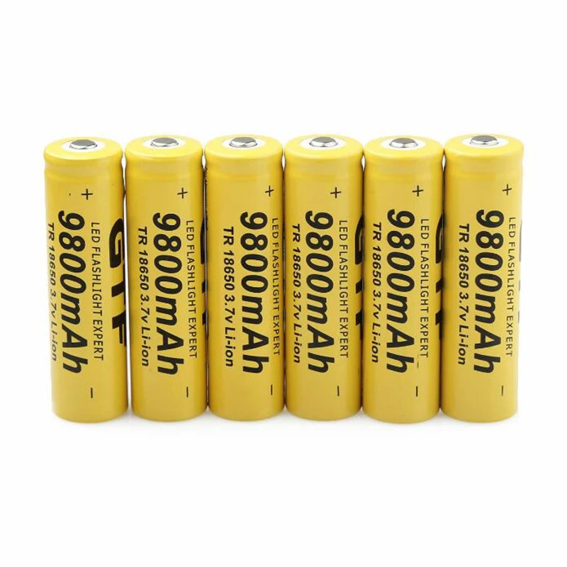 GTF3.7V 18650 Battery Rechargeable Li-ion for LED Torch Flashlight 9800mah Batteries accumulator battery Cell | Электроника