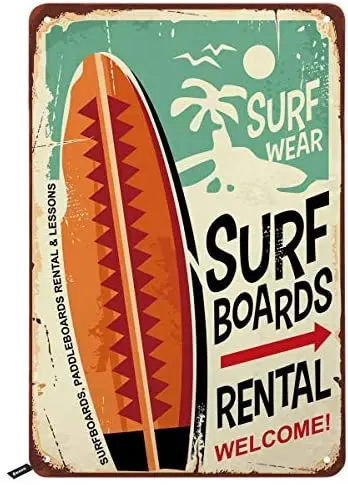 

Swono Surf Boards Tin Signs,Surf Wear Rental Welcome Vintage Metal Tin Sign for Men Women,Wall Decor for Bars,Restaurants,Cafes