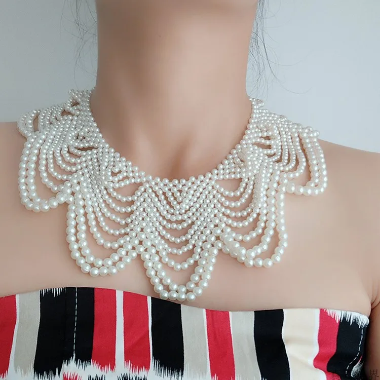 Handmade Irregular Weaving Pearl Necklace Fake Collar for Women Scarf Necklace Hollow Out Pearl Shoulder Shawl Necklace Jewelry
Handmade Irregular Weaving Pearl Necklace Fake Collar for Women Scarf Necklace Hollow Out Pearl Shoulder Shawl Necklace Jewelry