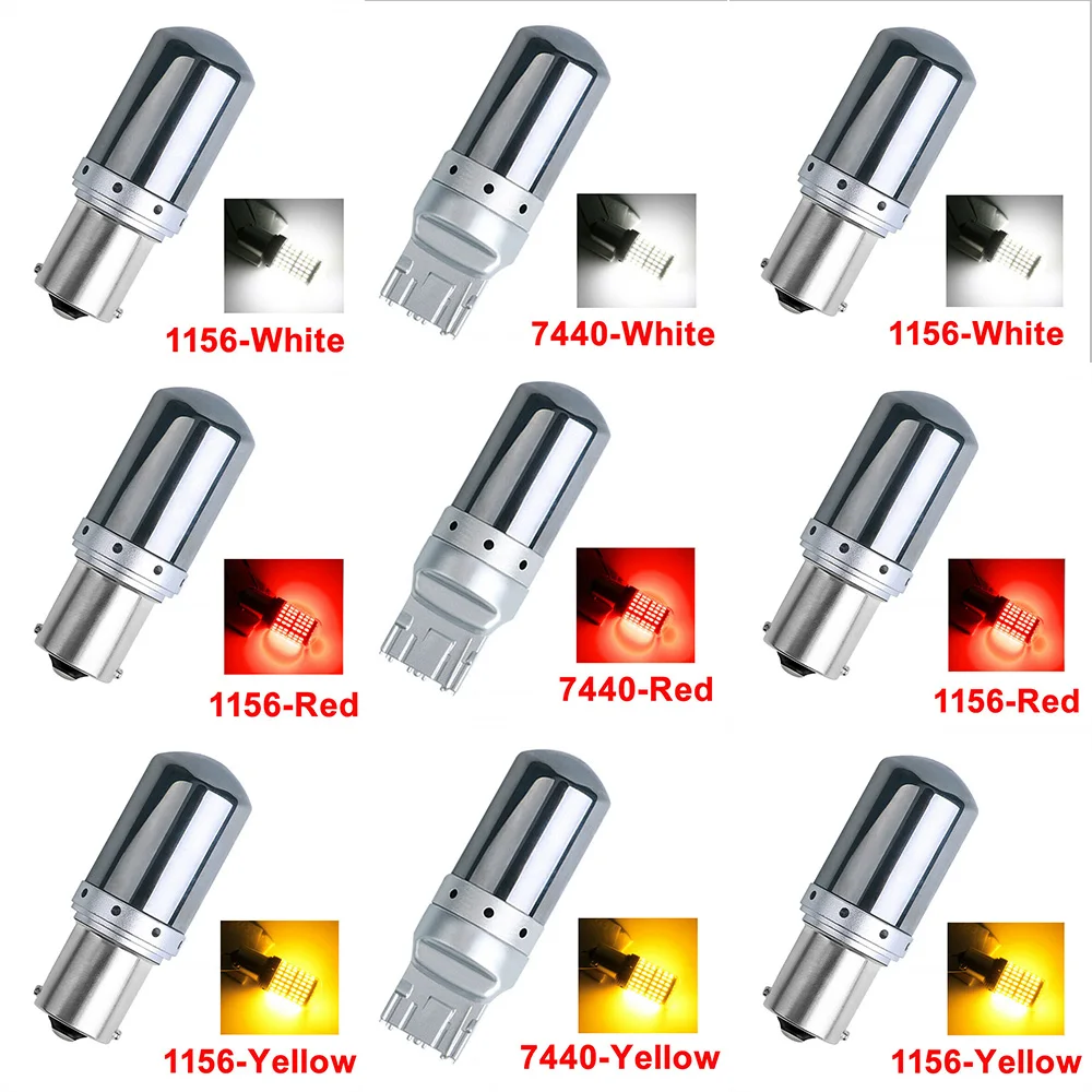 2-Pcs 1156 BA15S BAU15S T20 7440 New Car Turn Signal 144SMD Silver Shell White Red Yellow LED
2-Pcs 1156 BA15S BAU15S T20 7440 New Car Turn Signal 144SMD Silver Shell White Red Yellow LED