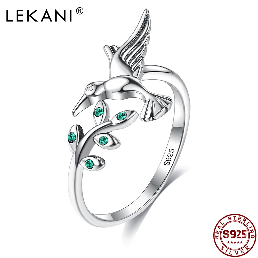 LEKANI 925 Sterling Silver Cute Bird Adjustable Animal Finger Rings For Women Green Cubic Zirconia Leaves Ring Silver Jewelry 
LEKANI 925 Sterling Silver Cute Bird Adjustable Animal Finger Rings For Women Green Cubic Zirconia Leaves Ring Silver Jewelry
