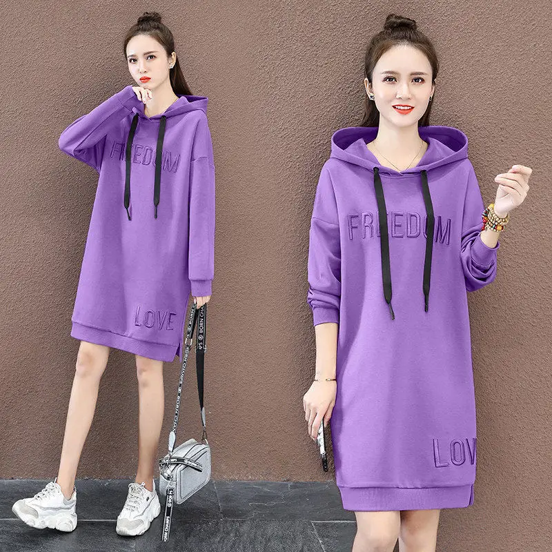Solid Color Letter Embroidery Mid-Length Hoodies Women Casual Hooded Long Sleeve Loose Sweatshirt Spring Tracksuit Pullover Tops
Solid Color Letter Embroidery Mid-Length Hoodies Women Casual Hooded Long Sleeve Loose Sweatshirt Spring Tracksuit Pullover Tops